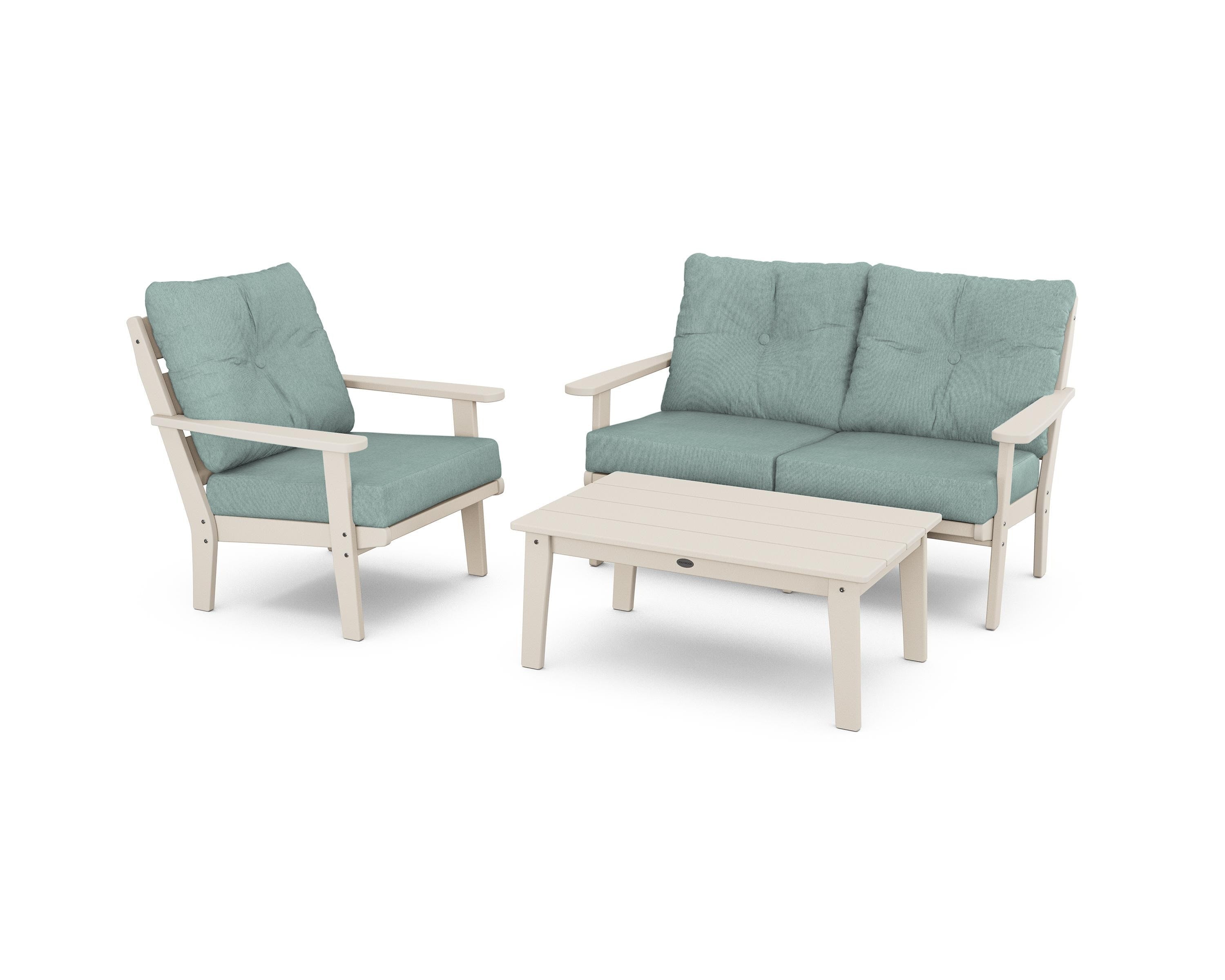 POLYWOOD® Lakeside 3-Piece Deep Seating Set in Sand / Glacier Spa