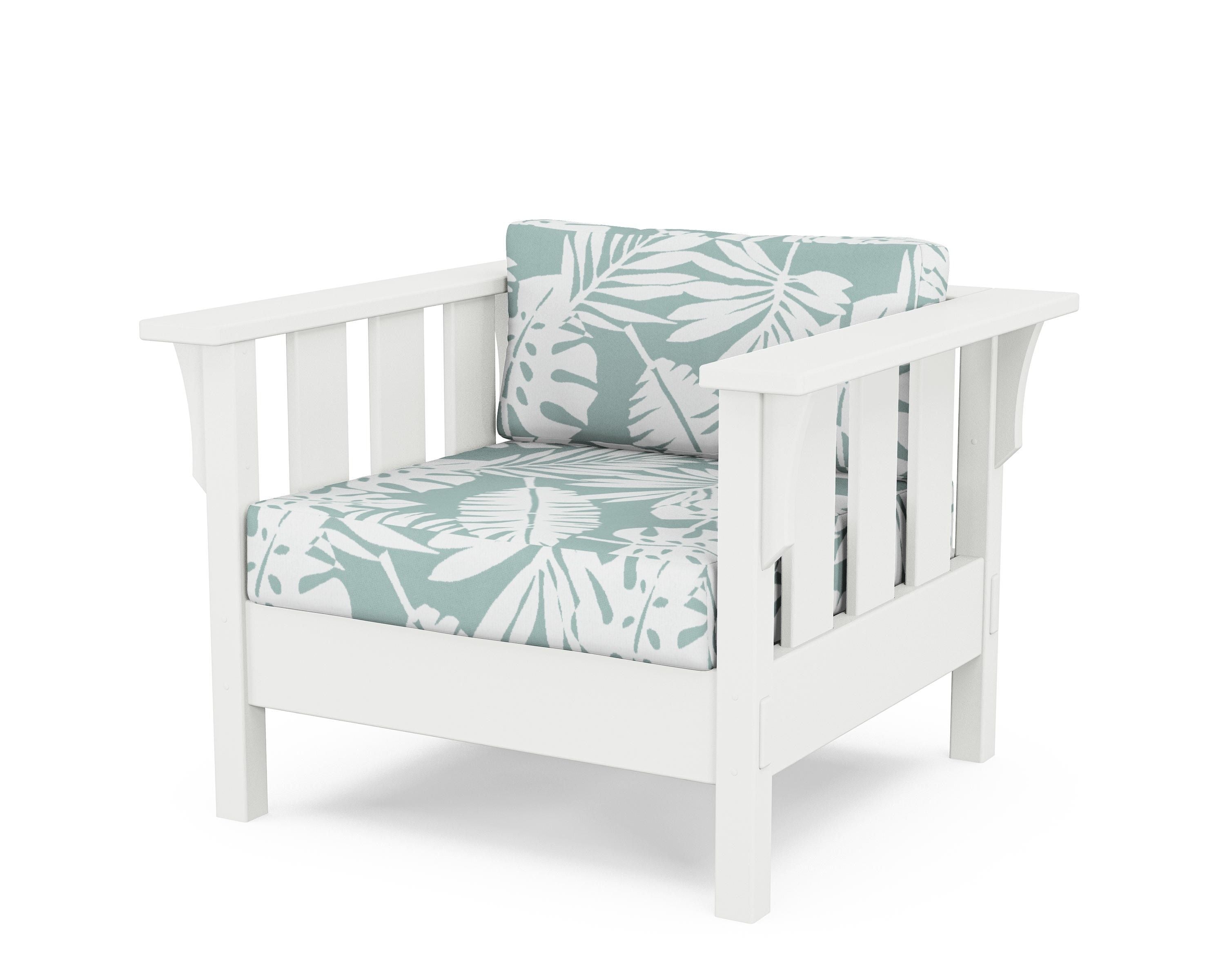 Martha Stewart by POLYWOOD® Acadia Deep Seating Chair in White / Leaf Glacier Spa