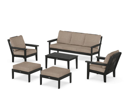 Country Living Cottage 6-Piece Lounge Sofa Set in Black / Spiced Burlap