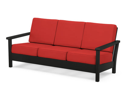 POLYWOOD® Harbour Deep Seating Sofa in Black / Crimson Linen