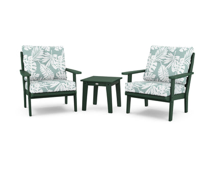 POLYWOOD® Lakeside 3-Piece Deep Seating Chair Set in Green / Leaf Glacier Spa