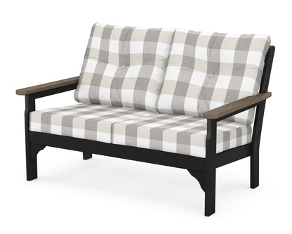 POLYWOOD® Vineyard Deep Seating Loveseat in Black / Kona / Buffalo Plaid Grey Mist