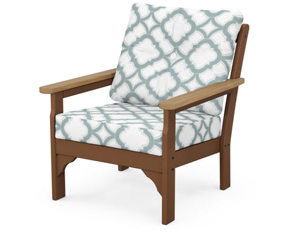 POLYWOOD® Vineyard Deep Seating Chair in Teak / Natural / Trellis Glacier Spa