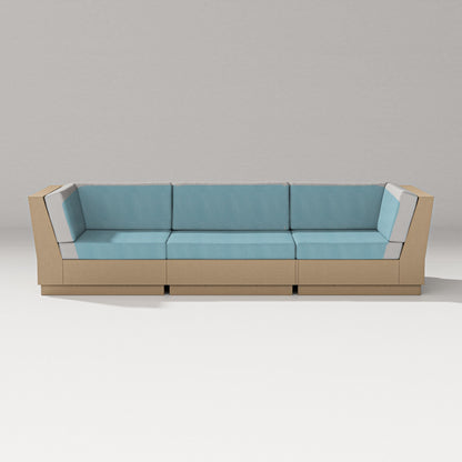PW Designer Series Elevate Sofa Sectional in Vintage Sahara / Lattice Sky Blue