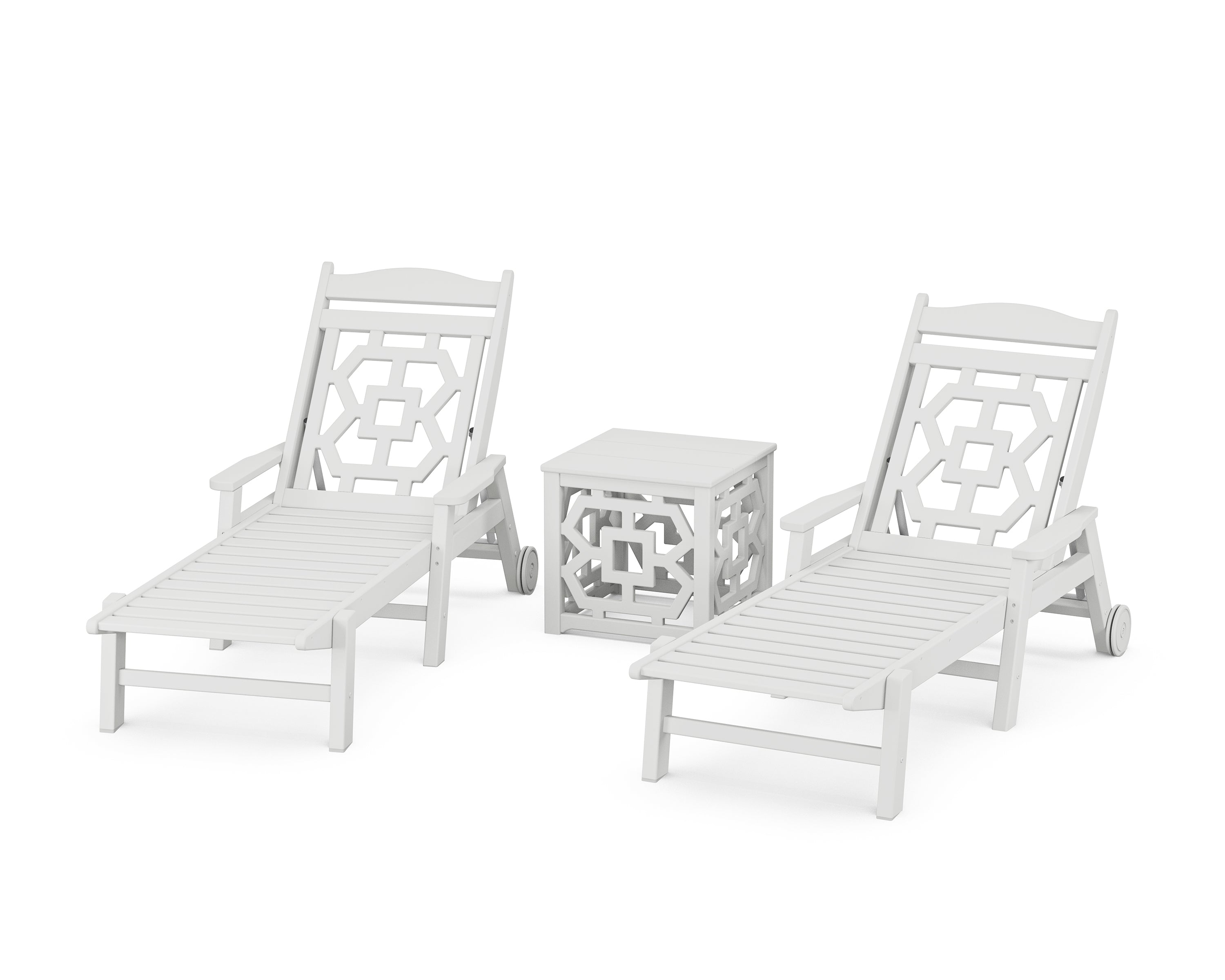 Martha Stewart by POLYWOOD® Chinoiserie 3-Piece Chaise Set in White