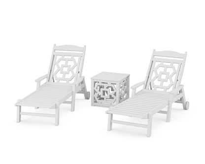 Martha Stewart by POLYWOOD® Chinoiserie 3-Piece Chaise Set in White