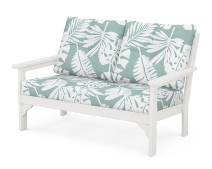 POLYWOOD® Vineyard Deep Seating Loveseat in Vintage White / Leaf Glacier Spa