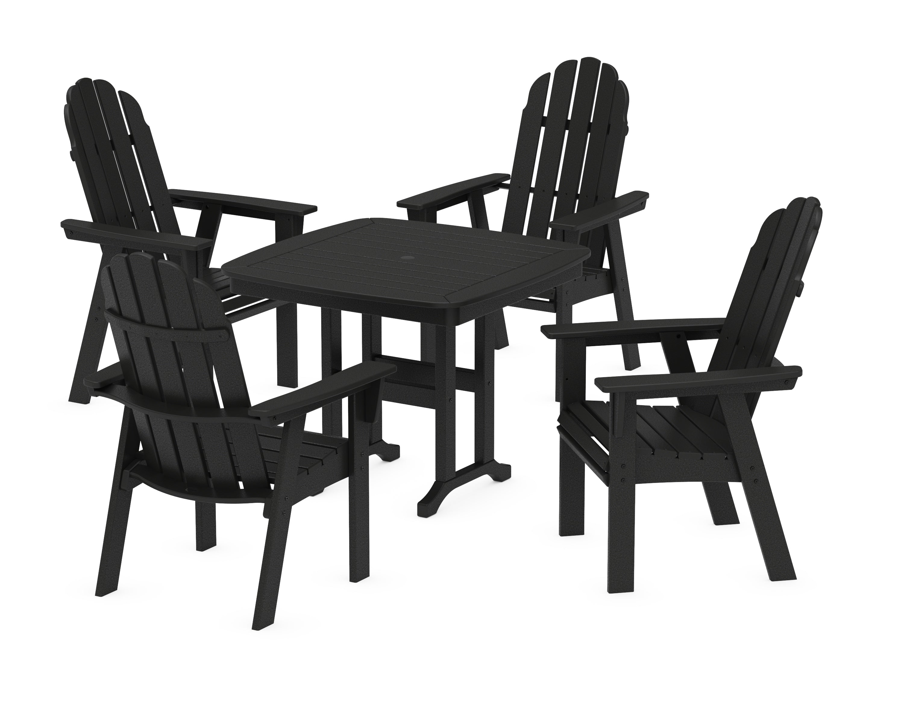 POLYWOOD® Vineyard Curveback Adirondack 5-Piece Dining Set in Black