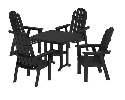 POLYWOOD® Vineyard Curveback Adirondack 5-Piece Dining Set in Black