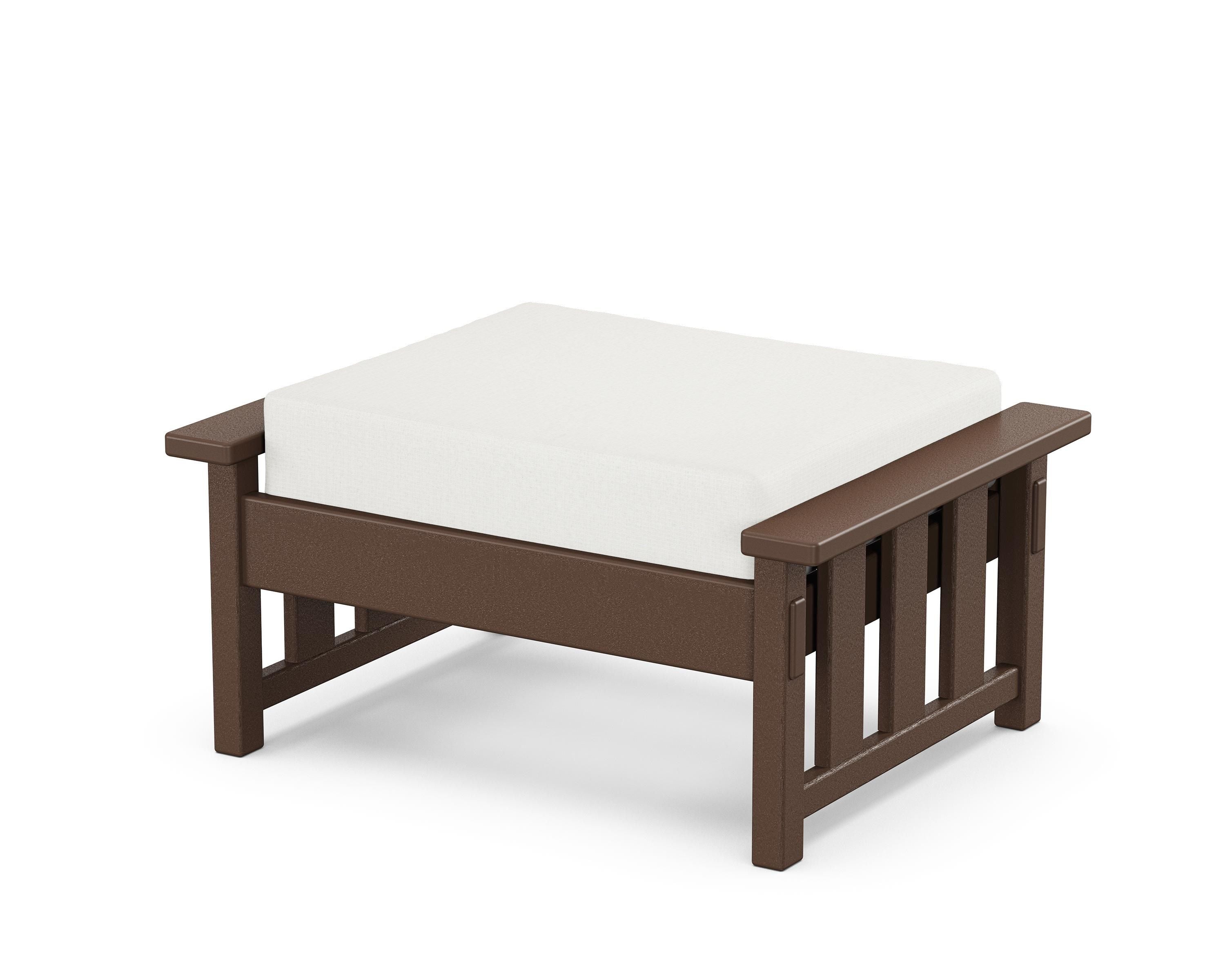 Martha Stewart by POLYWOOD® Acadia Deep Seating Ottoman in Mahogany / Natural Linen