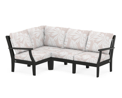POLYWOOD® Braxton Modular 4-Piece Deep Seating Set in Black / Leaf Dune Burlap