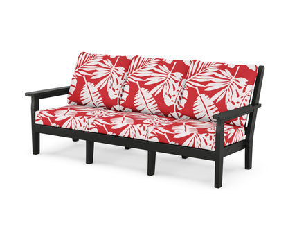POLYWOOD® Chippendale Deep Seating Sofa in Black / Leaf Crimson