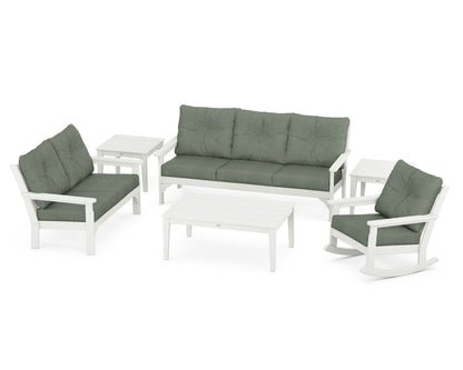 POLYWOOD® Vineyard 6-Piece Deep Seating Set in Vintage White / Cast Sage
