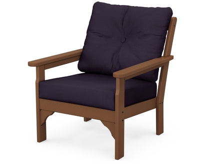 POLYWOOD® Vineyard Deep Seating Chair in Teak / Navy Linen