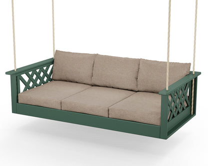 Country Living Wovendale Daybed Swing in Green / Spiced Burlap