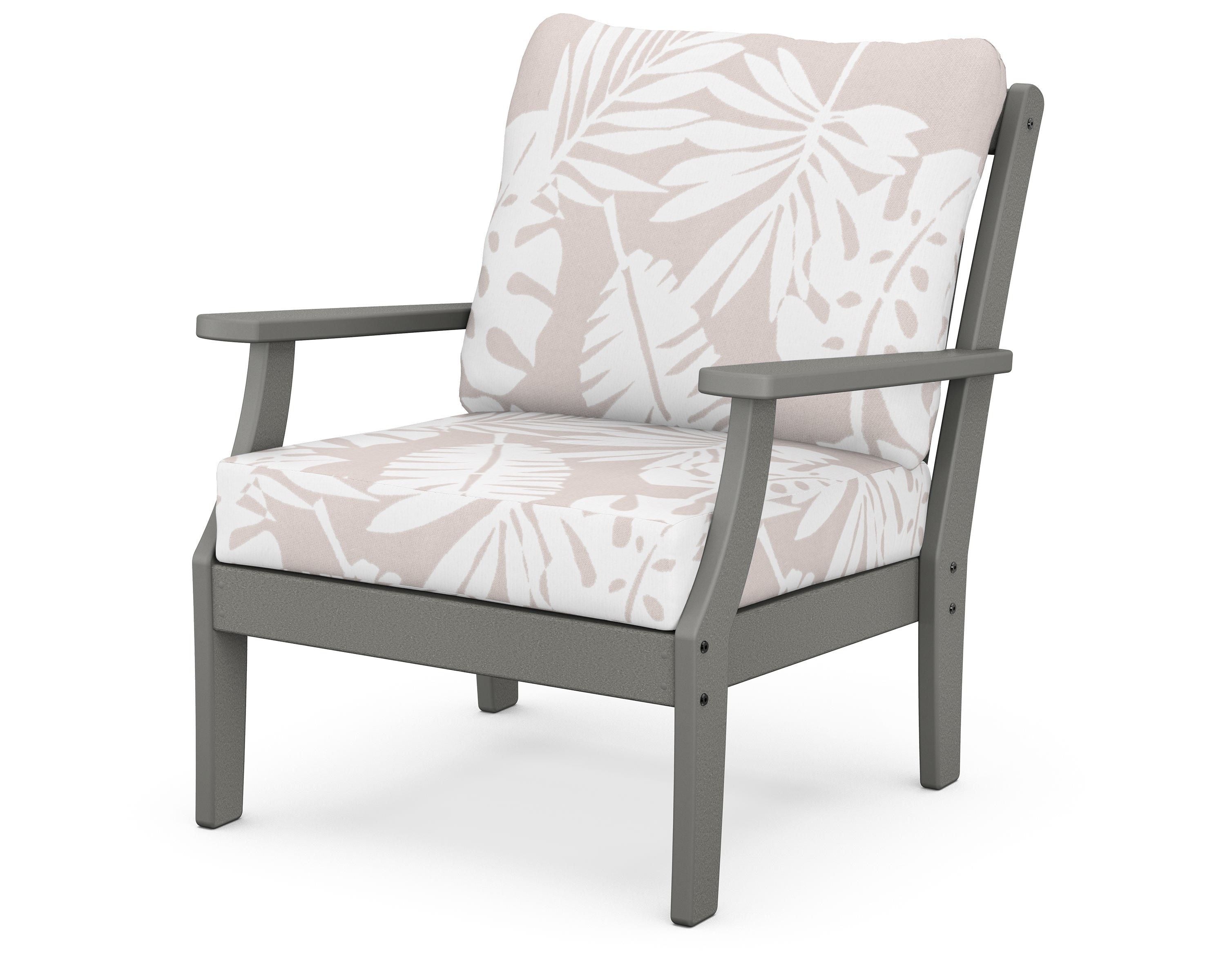 POLYWOOD® Braxton Deep Seating Chair in Slate Grey / Leaf Dune Burlap