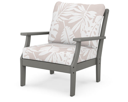 POLYWOOD® Braxton Deep Seating Chair in Slate Grey / Leaf Dune Burlap