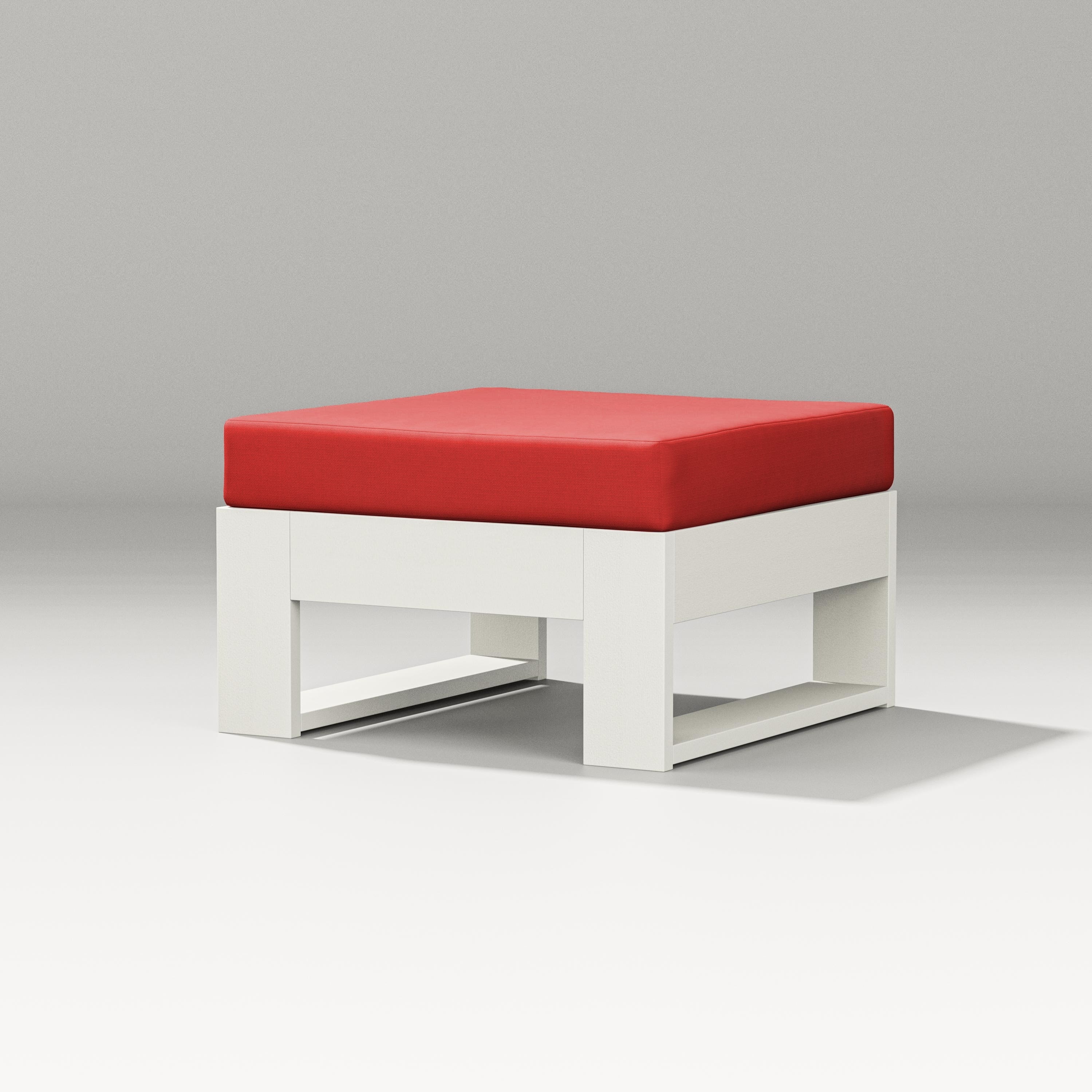 PW Designer Series Latitude Lounge Ottoman in Vintage White / Crimson Linen