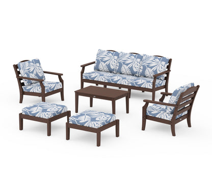 Draper James™ by  POLYWOOD® Savannah 6-Piece Lounge Sofa Set in Mahogany / Leaf Sky Blue