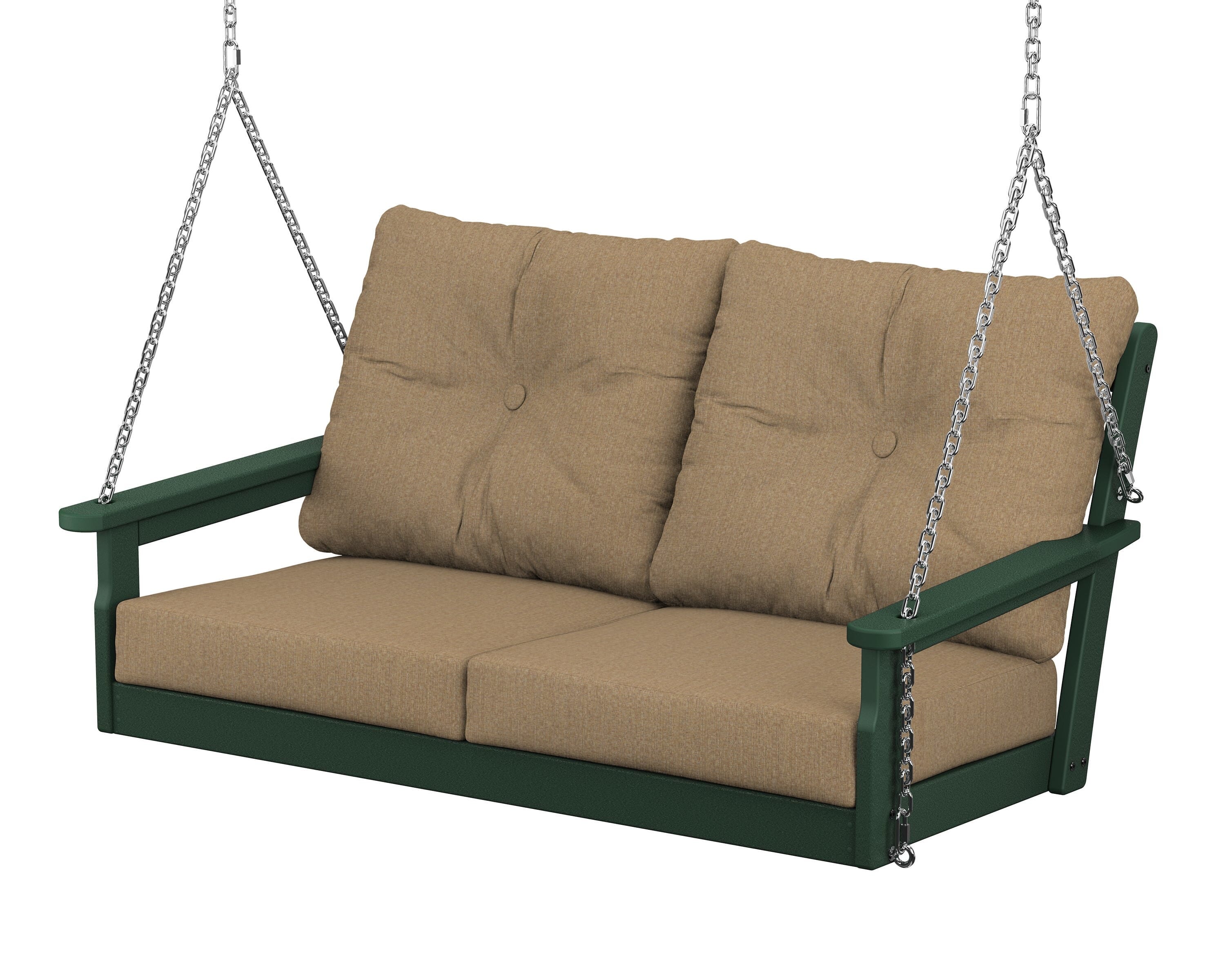 POLYWOOD® Vineyard Deep Seating Swing in Green / Sesame