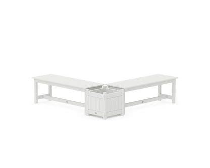 POLYWOOD® 48" Vineyard L- Shaped Planter Bench Set in White