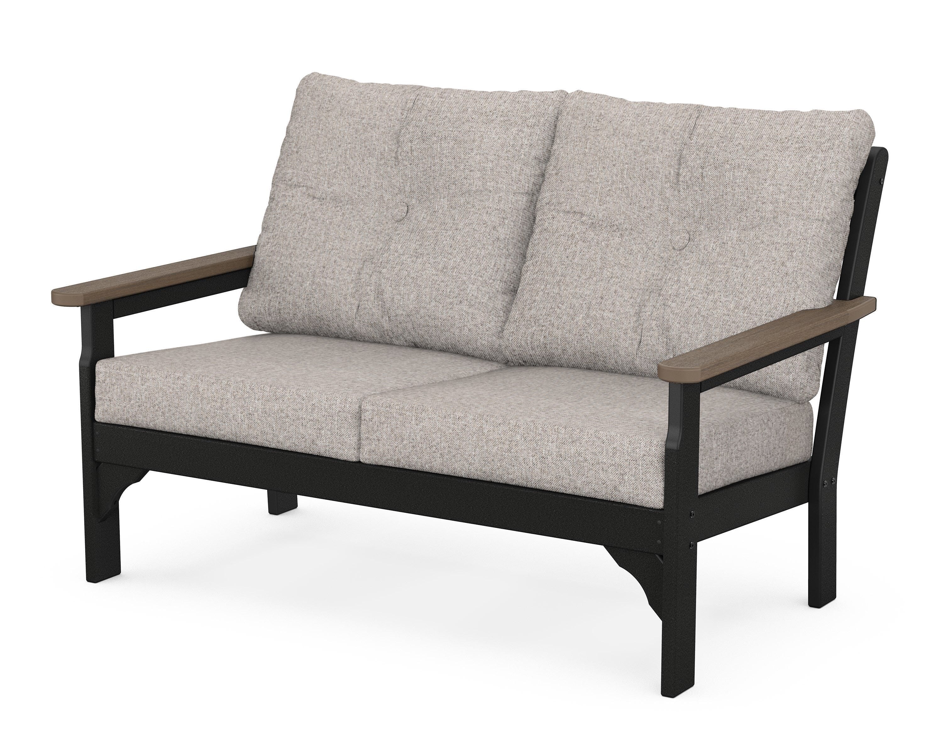 POLYWOOD® Vineyard Deep Seating Loveseat in Black / Kona / Weathered Tweed