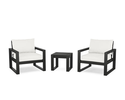 POLYWOOD® EDGE Sectional 3-Piece Deep Seating Set in Black / Natural Linen
