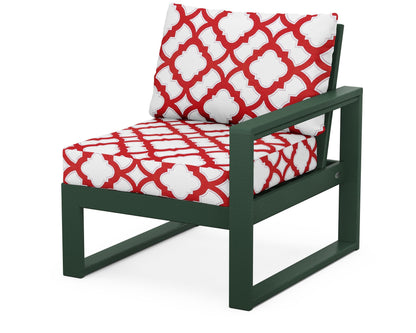 POLYWOOD® EDGE Modular Right Arm Chair in Green / Trellis Crimson