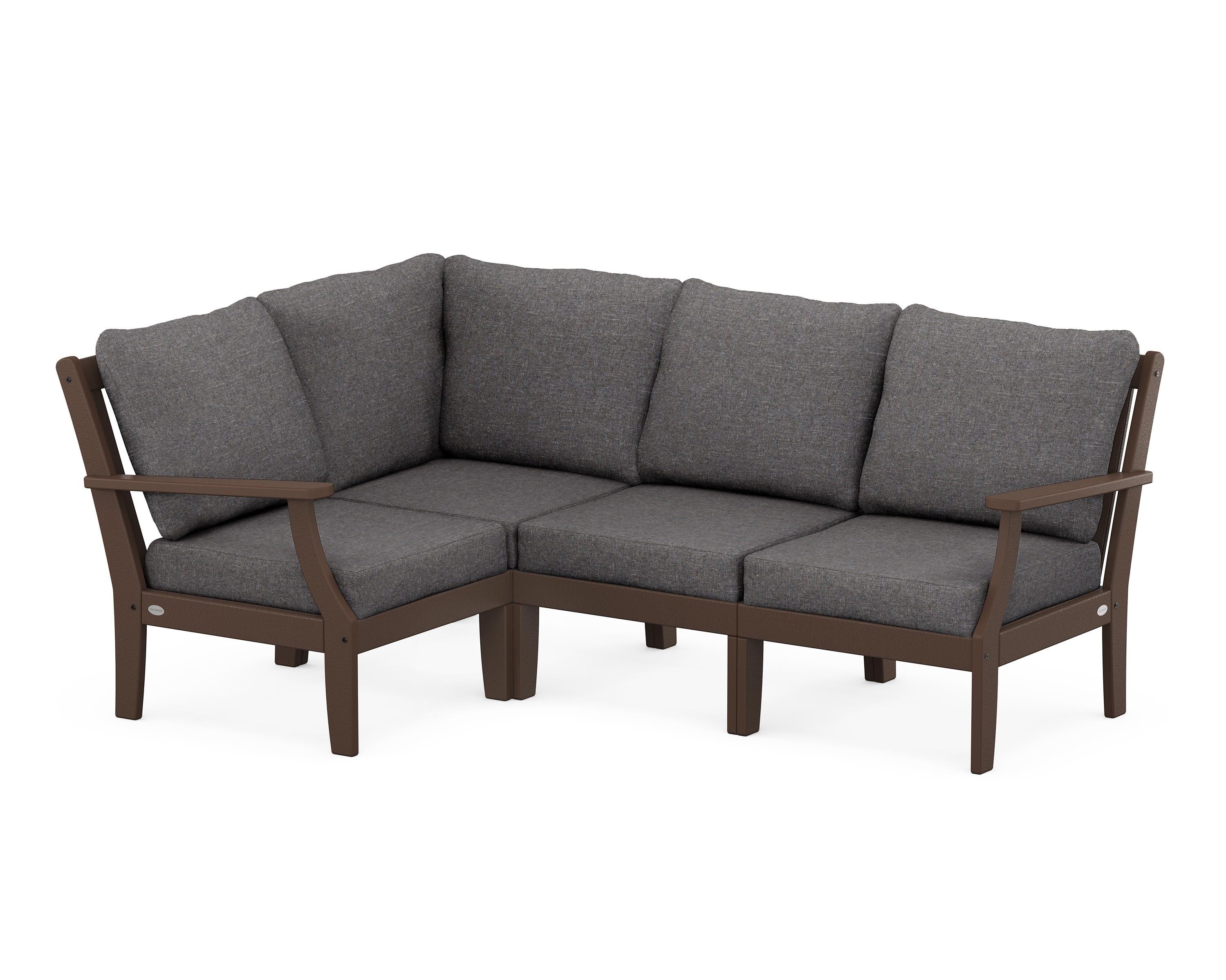 POLYWOOD® Braxton Modular 4-Piece Deep Seating Set in Mahogany / Ash Charcoal