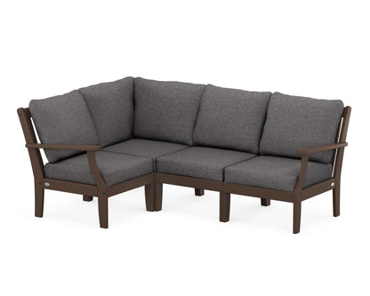 POLYWOOD® Braxton Modular 4-Piece Deep Seating Set in Mahogany / Ash Charcoal