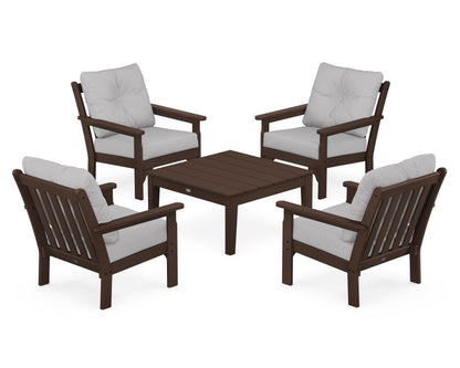 POLYWOOD® Vineyard 5-Piece Deep Seating Conversation Set in Mahogany / Granite