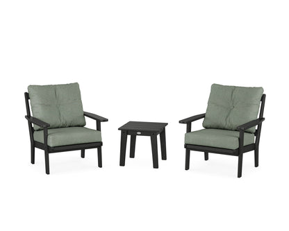 POLYWOOD® Oxford 3-Piece Deep Seating Set in Black / Cast Sage