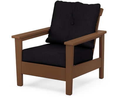 POLYWOOD® Prescott Deep Seating Chair in Teak / Midnight Linen
