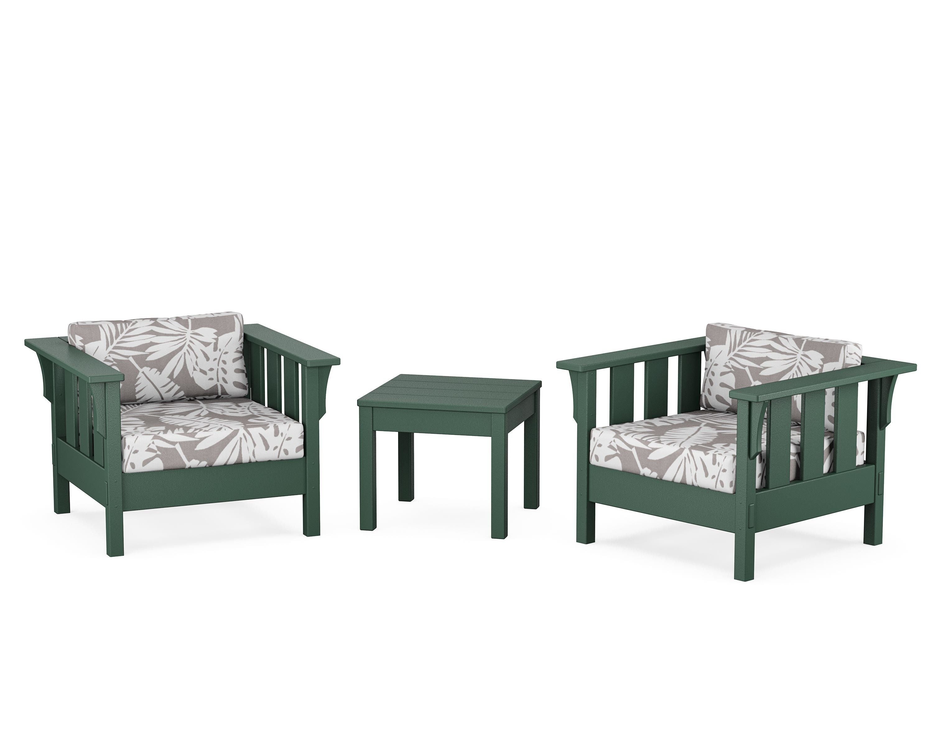 Martha Stewart by POLYWOOD® Acadia 3-Piece Deep Seating Set in Green / Leaf Grey Mist