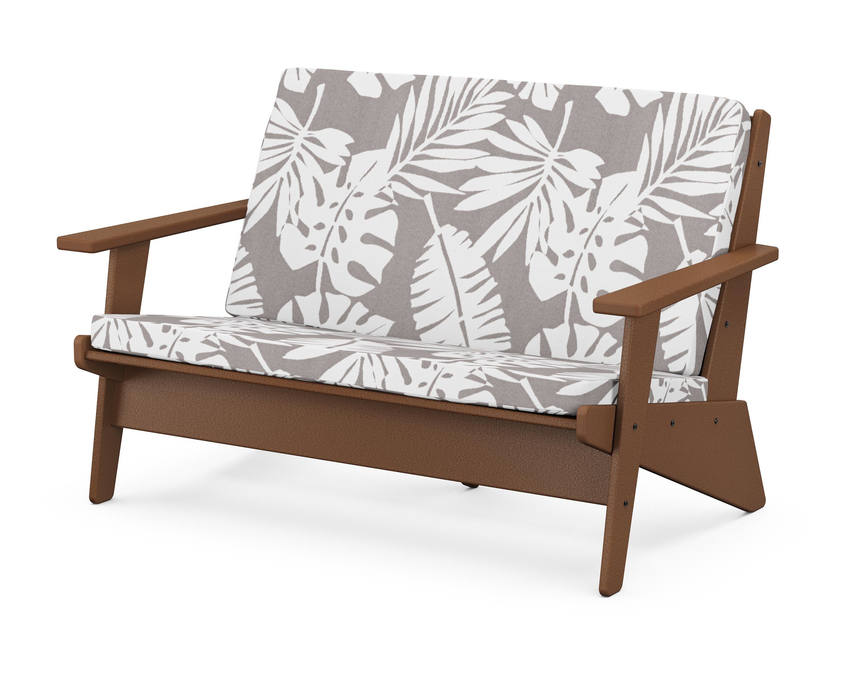 POLYWOOD® Riviera Modern Lounge Loveseat in Teak / Leaf Grey Mist
