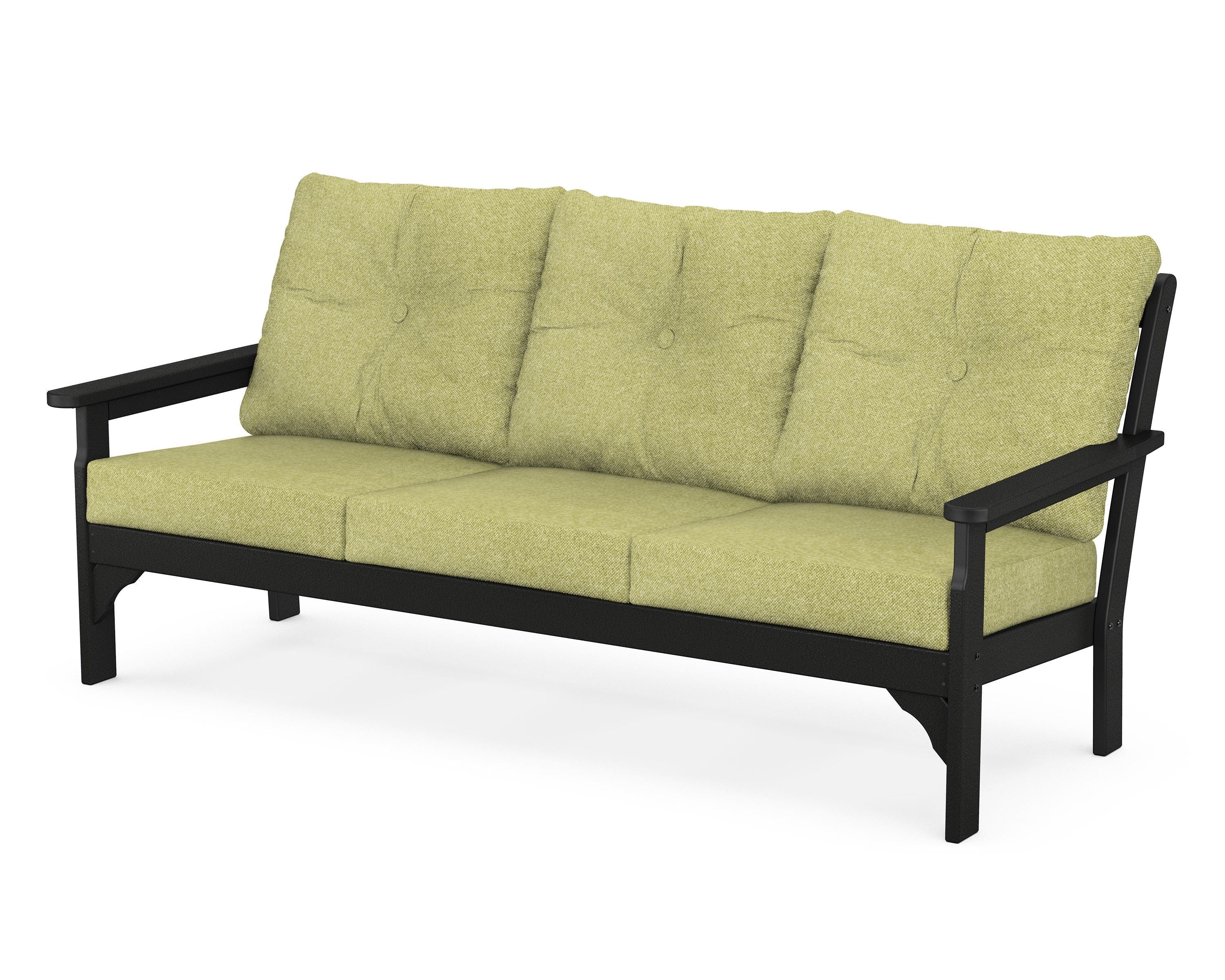 POLYWOOD® Vineyard Deep Seating Sofa in Black / Chartreuse Boucle