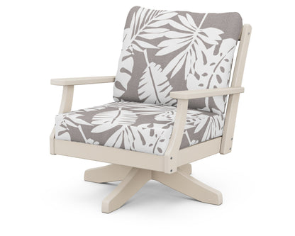 POLYWOOD® Braxton Deep Seating Swivel Chair in Sand / Leaf Grey Mist