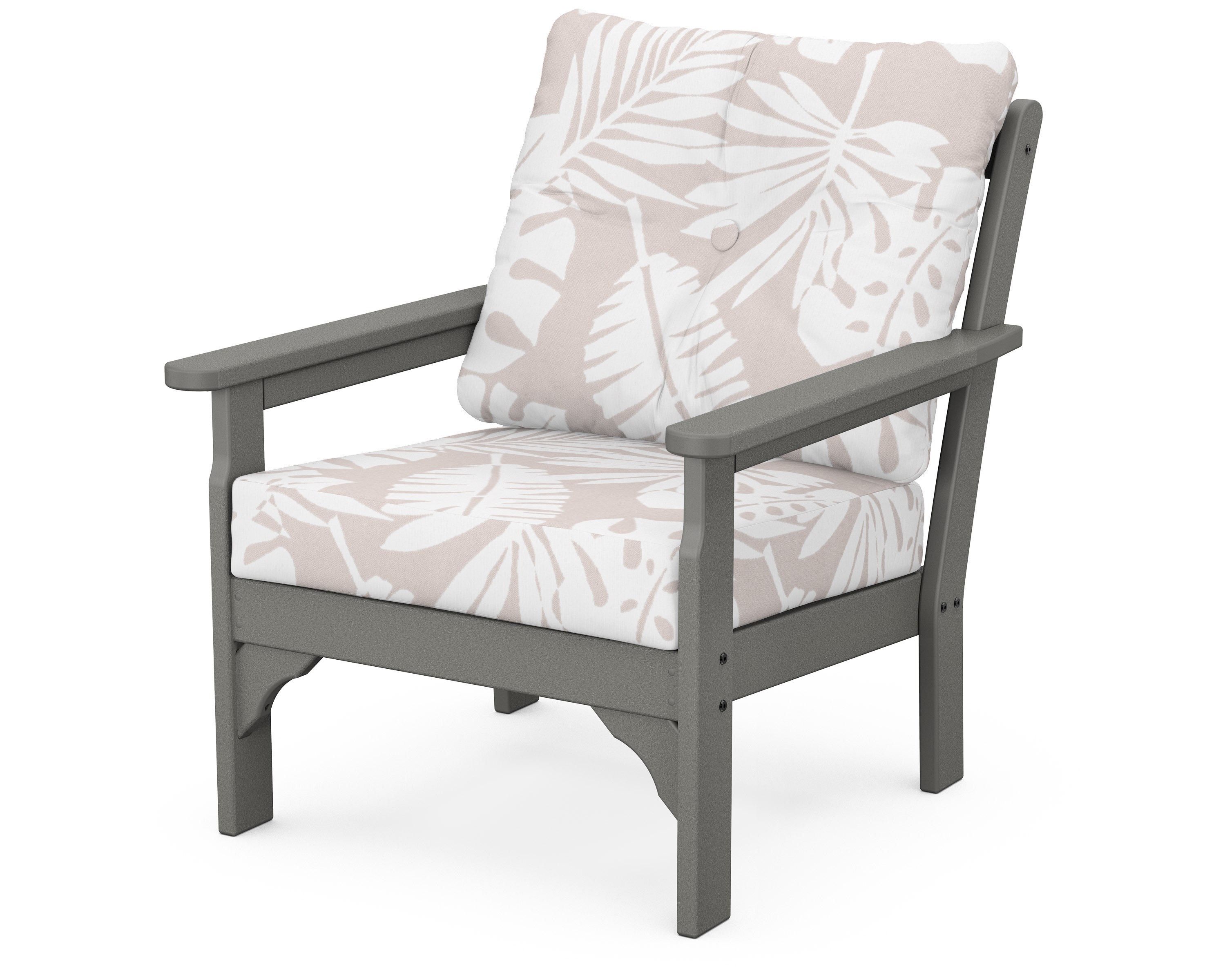 POLYWOOD® Vineyard Deep Seating Chair in Slate Grey / Leaf Dune Burlap