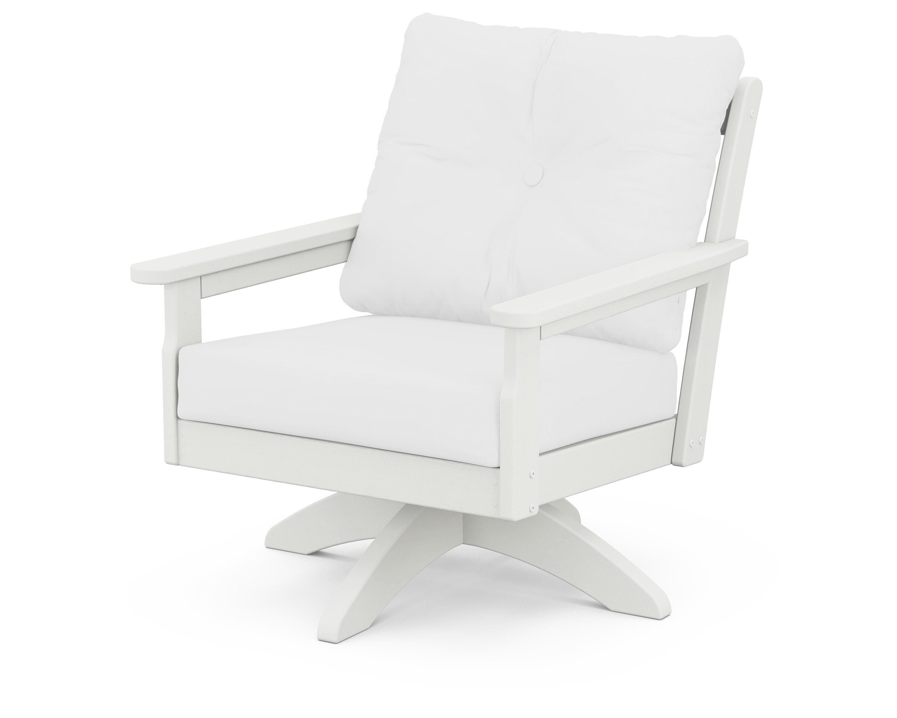 POLYWOOD® Vineyard Deep Seating Swivel Chair in Vintage White / Natural