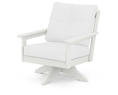 POLYWOOD® Vineyard Deep Seating Swivel Chair in Vintage White / Natural