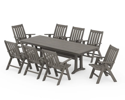 Vineyard Folding 9-Piece Farmhouse Dining Set with Trestle Legs