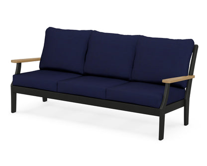 POLYWOOD® Braxton Deep Seating Sofa in Black / Natural / Navy
