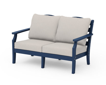 Draper James™ by  POLYWOOD® Savannah Deep Seating Loveseat in Navy / Cast Ash