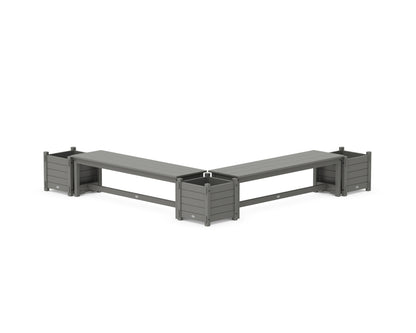 POLYWOOD® 60" Nautical L- Shaped Planter Bench Corner Set in Slate Grey