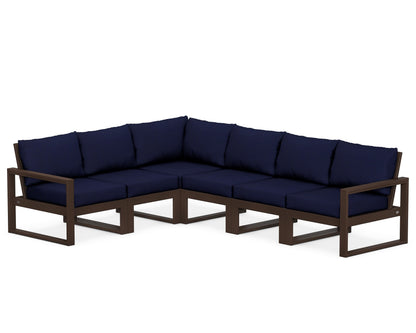 POLYWOOD® EDGE 6-Piece Modular Deep Seating Set in Mahogany / Navy