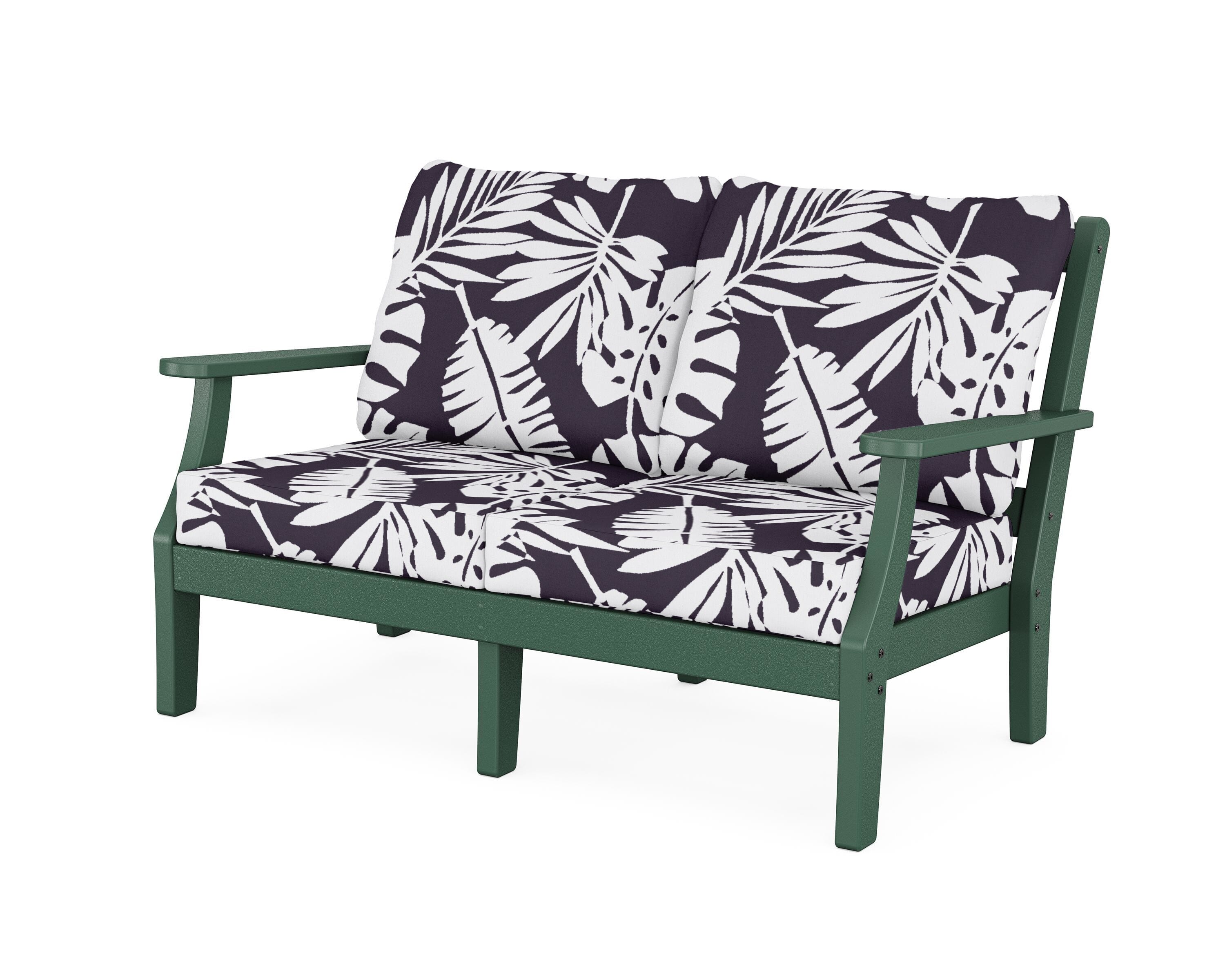 Martha Stewart by POLYWOOD® Chinoiserie Deep Seating Loveseat in Green / Leaf Navy