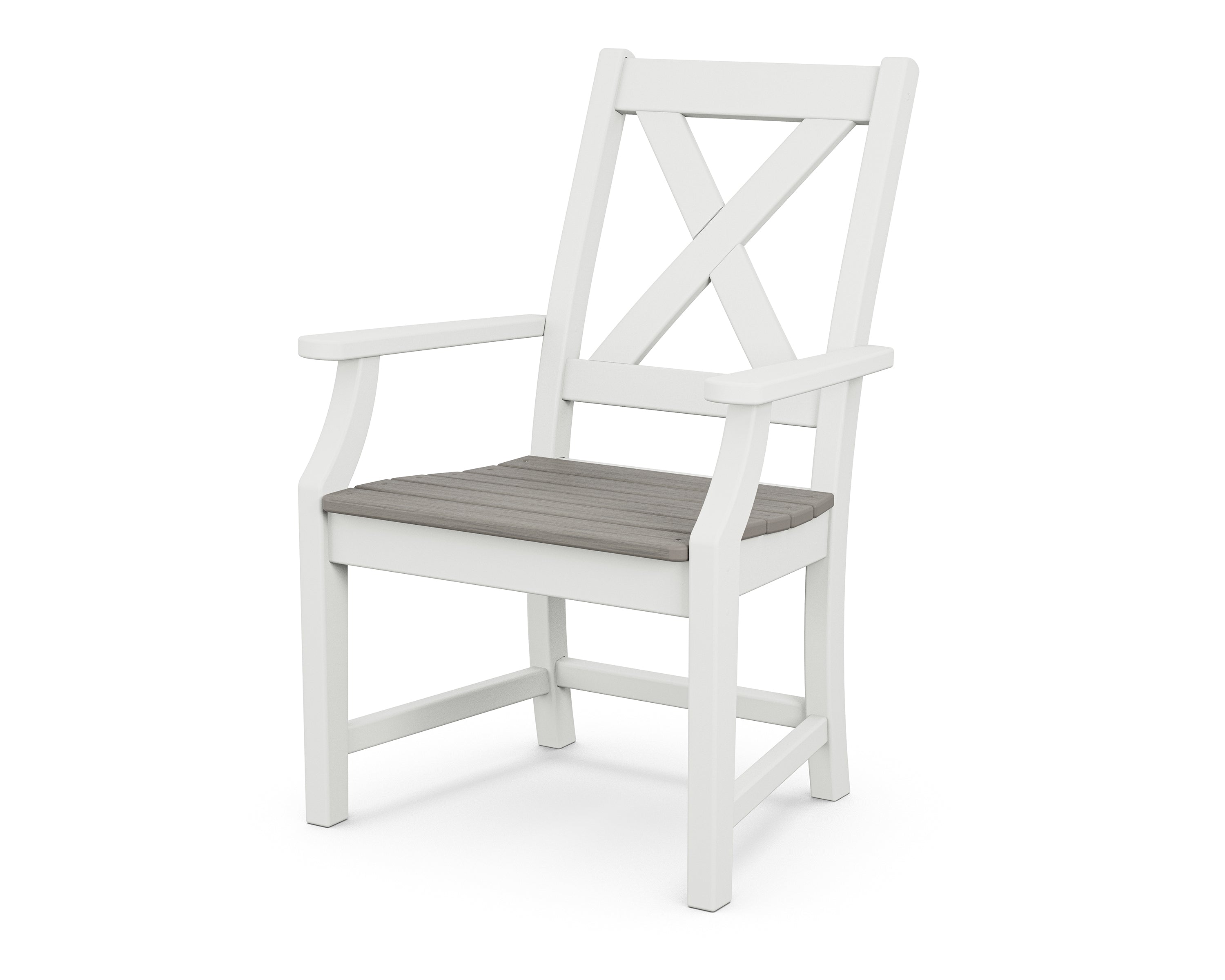 POLYWOOD® Braxton Dining Arm Chair in White / Driftwood