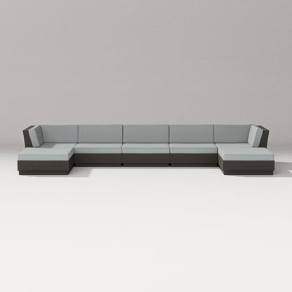 PW Designer Series Elevate 7-Piece Double Chaise Sectional in Vintage Coffee / Spa