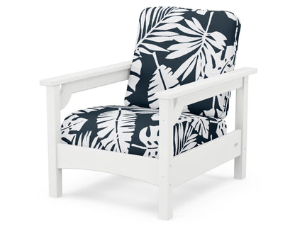 POLYWOOD® Club Chair in White / Leaf Marine Indigo