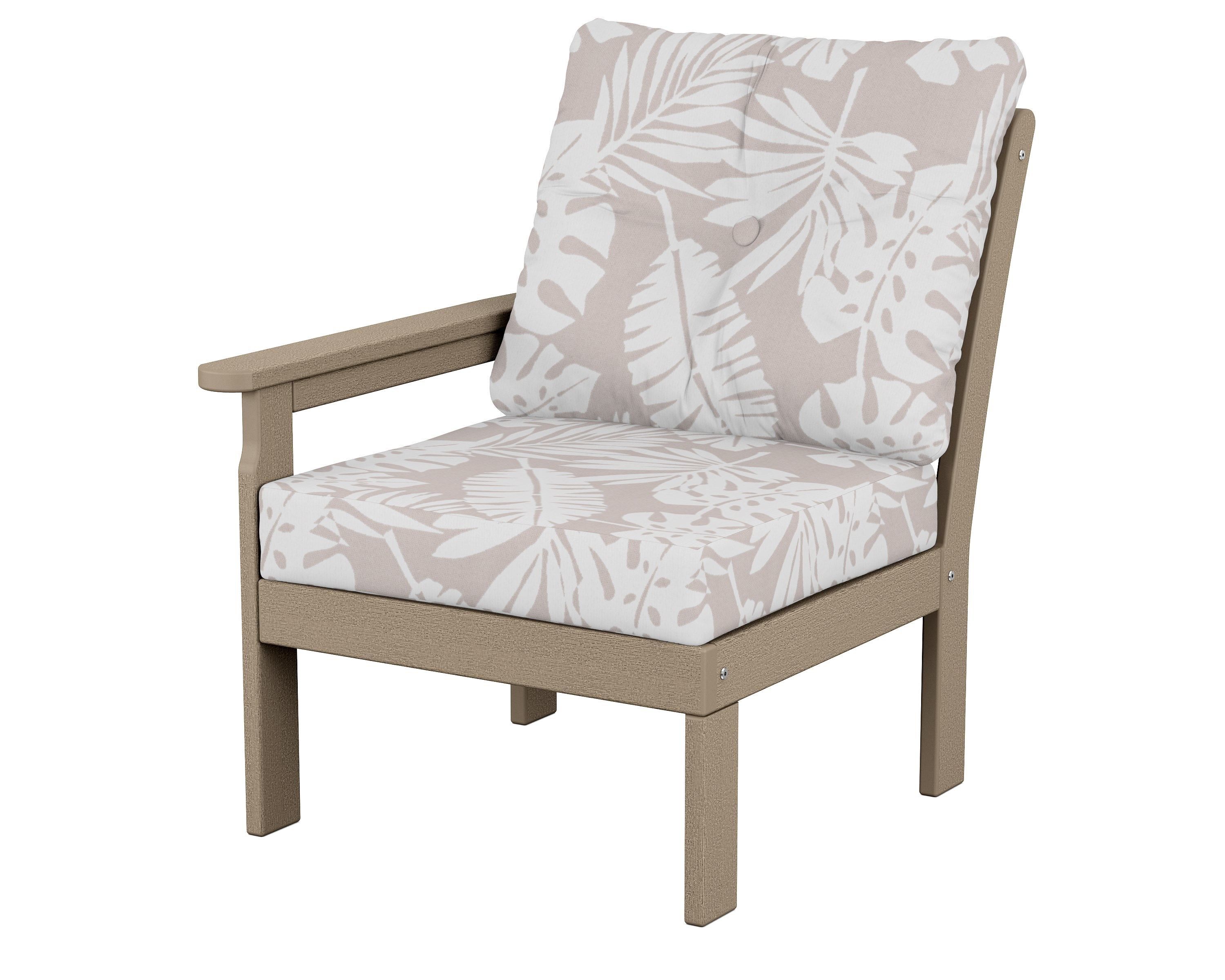 POLYWOOD® Vineyard Modular Left Arm Chair in Vintage Sahara / Leaf Dune Burlap